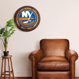 New York Islanders: Officially Licensed NHL "Faux" Barrel Top Sign 20.25x20.25 by Fathead | Wood