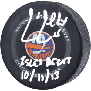 Cal Clutterbuck New York Islanders Autographed 2021 Model Official Game Puck with "Isles Debut 10/11/13" Inscription