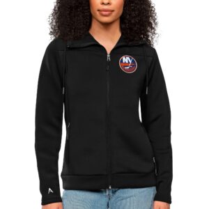 Women's Antigua Black New York Islanders Team Logo Protect Full-Zip Hoodie