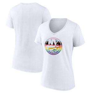Women's Fanatics Branded White New York Islanders Team Pride Logo V-Neck T-Shirt