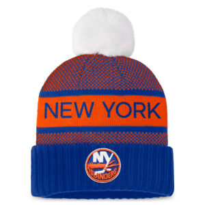 Women's Fanatics Branded Royal/Orange New York Islanders Authentic Pro Rink Cuffed Knit Hat with Pom
