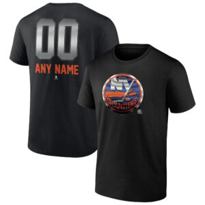 Men's Fanatics Branded Black New York Islanders Personalized Midnight Mascot Logo T-Shirt