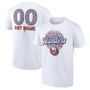 Men's Fanatics Branded White New York Islanders Personalized Name & Number Leopard Print T-Shirt