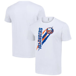 Men's Starter White New York Islanders Color Scratch T-Shirt