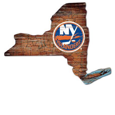New York Islanders Distressed State Cutout Sign